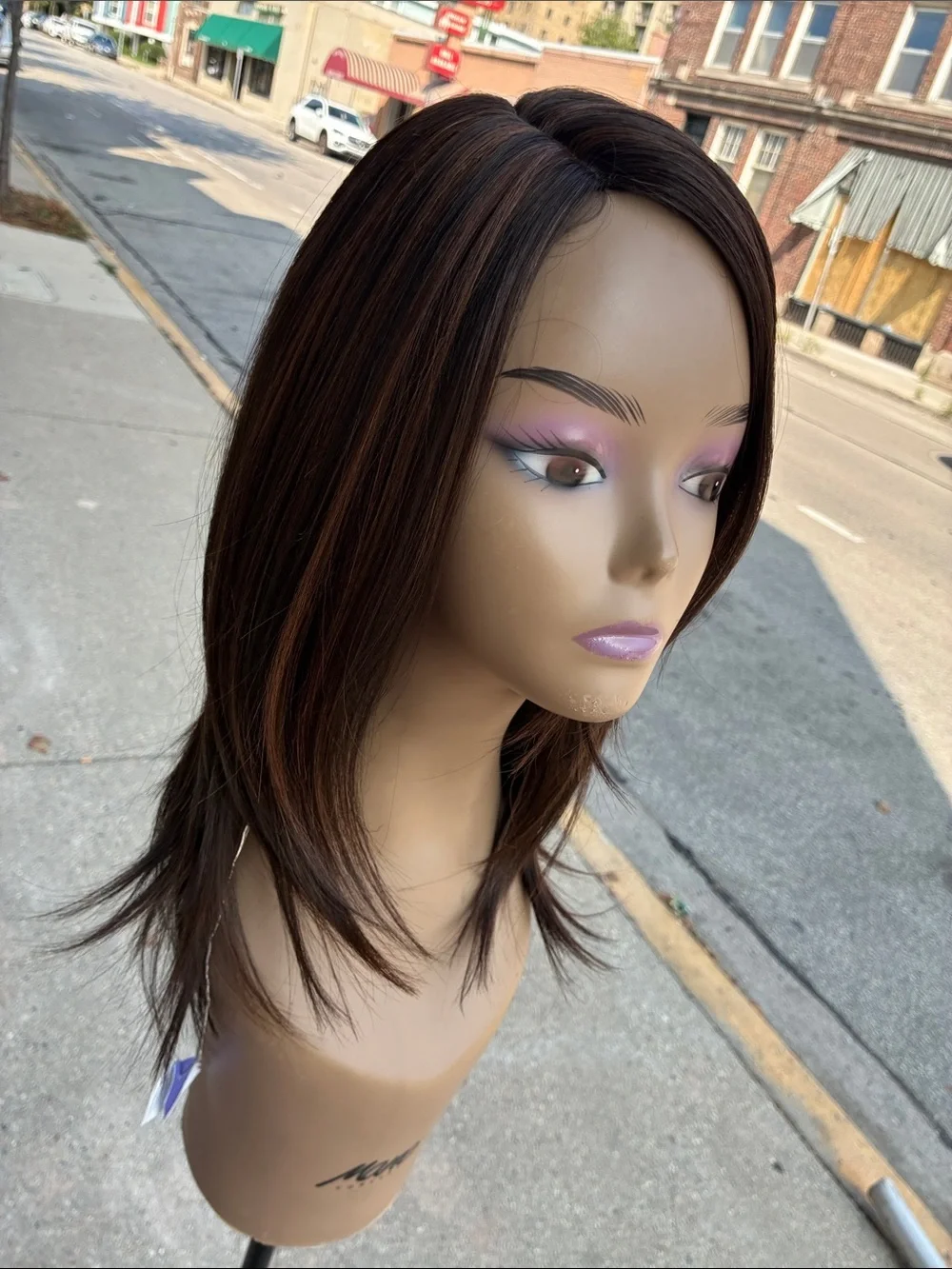 Brown Straight Layered Women's Wig - Sleek Natural Finish